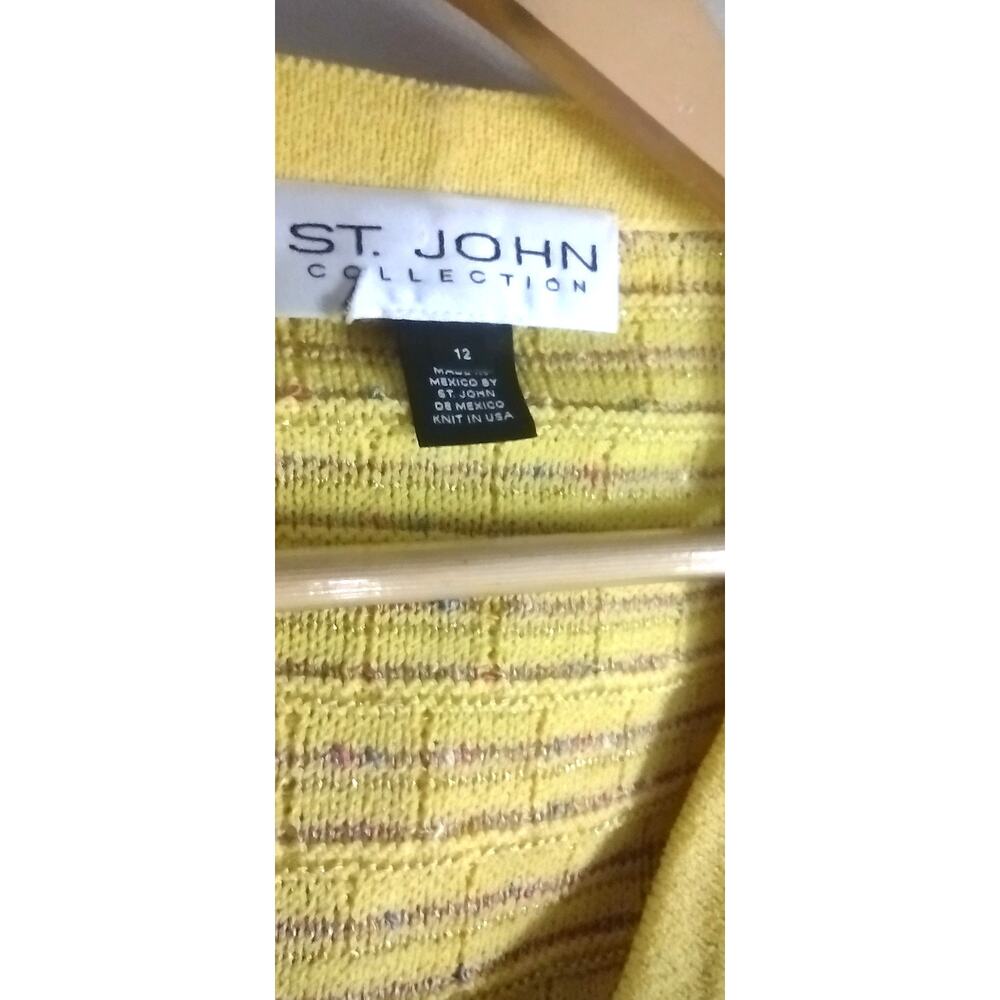 St. John Collection Multicolor Yellow Button Front Cardigan Sweater Size 12 - Picture 11 of 16